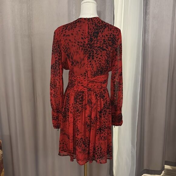 Pierre Balmain 100% mulberry silk red leopard print mini dress, M - Picture 12 of 15